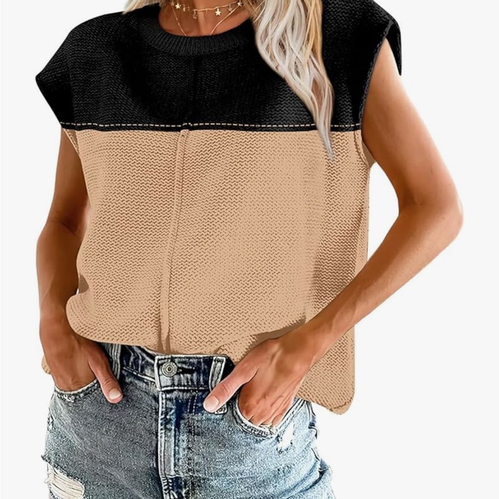 Black and Tan Women's Sweater Vest top